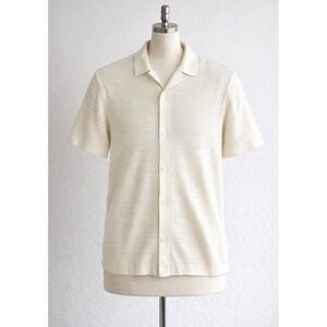 Abercrombie Fitch Mens Textured Knit Resort Button Down Shirt XL Short Sleeve